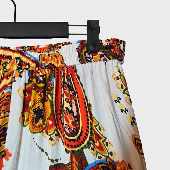 Vince Camuto Womens Orange Paisley Maxi Skirt Ivory sz XL NWOT Elastic Waist - Picture 8 of 9